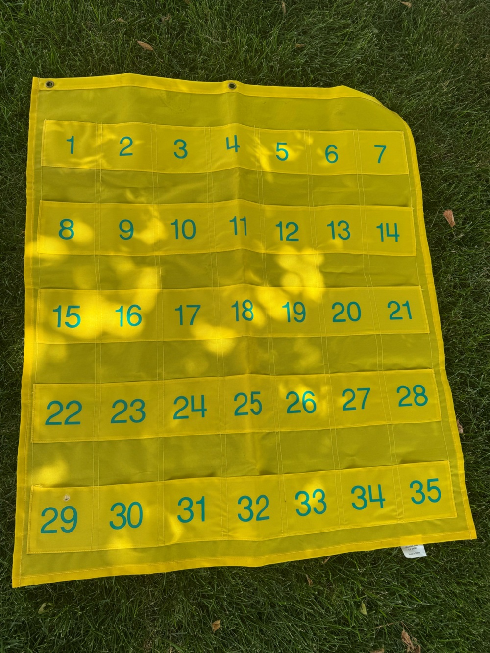 Yellow Numbered Pocket Chart Organizer